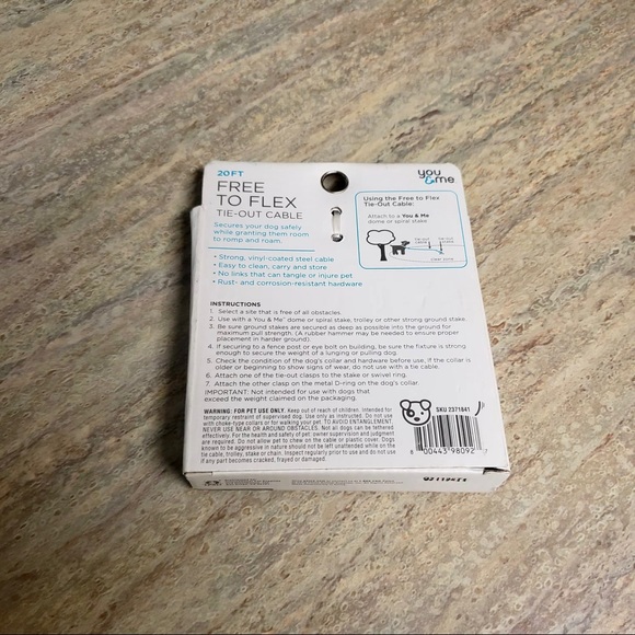 NWT You & Me 20 ft free to flex tie out cable - Picture 2 of 2